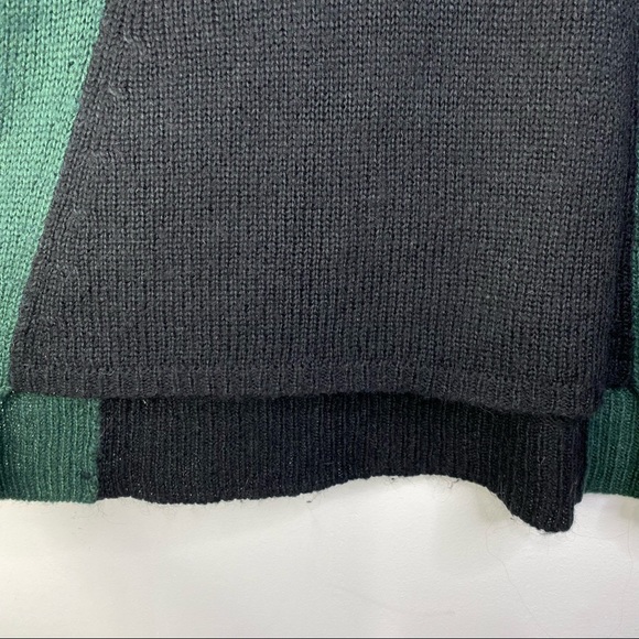 Mango Colorblock V-Neck Wool Blend Sweater High Low Drop Sleeve Gray Green Black - Picture 12 of 15